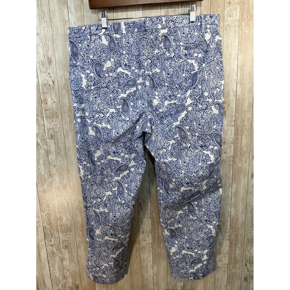 Talbots Relaxed Chino Pants Women's 14 Blue White Paisley Print Casual vacation - Picture 6 of 7